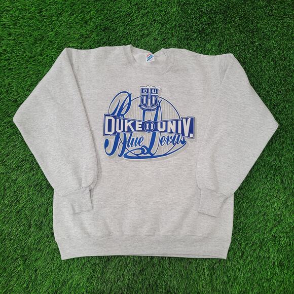 Vintage 90s Duke University Sweatshirt Womens XL 23x26 Blue-Devils USA - Picture 1 of 14